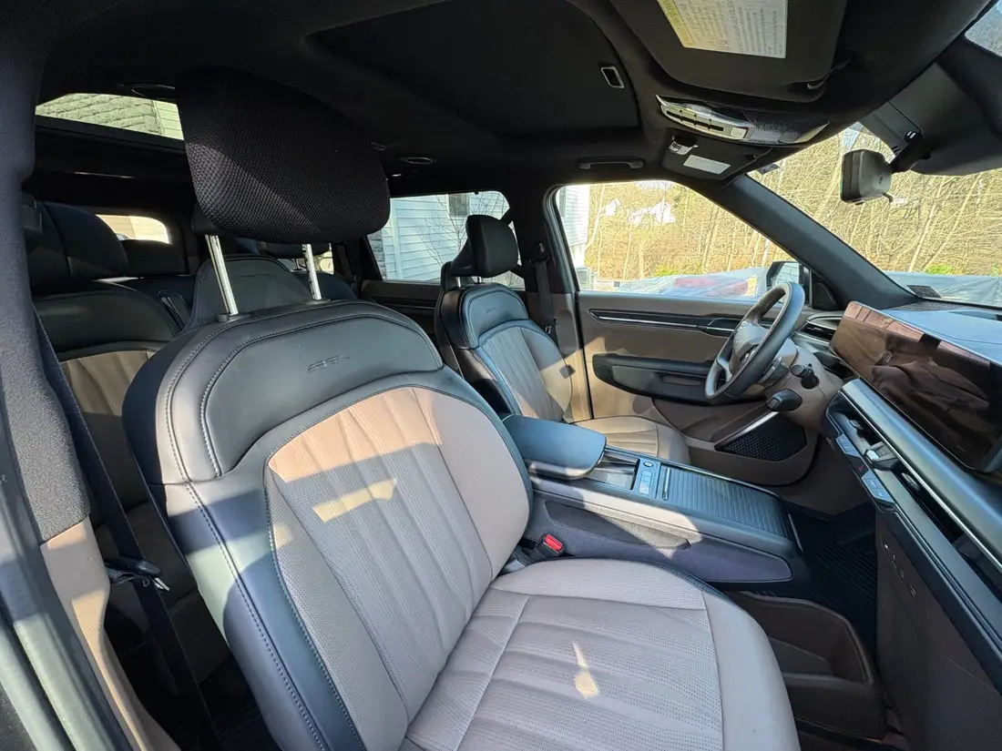 Kia EV9 interior with cleaned seats and dashboard