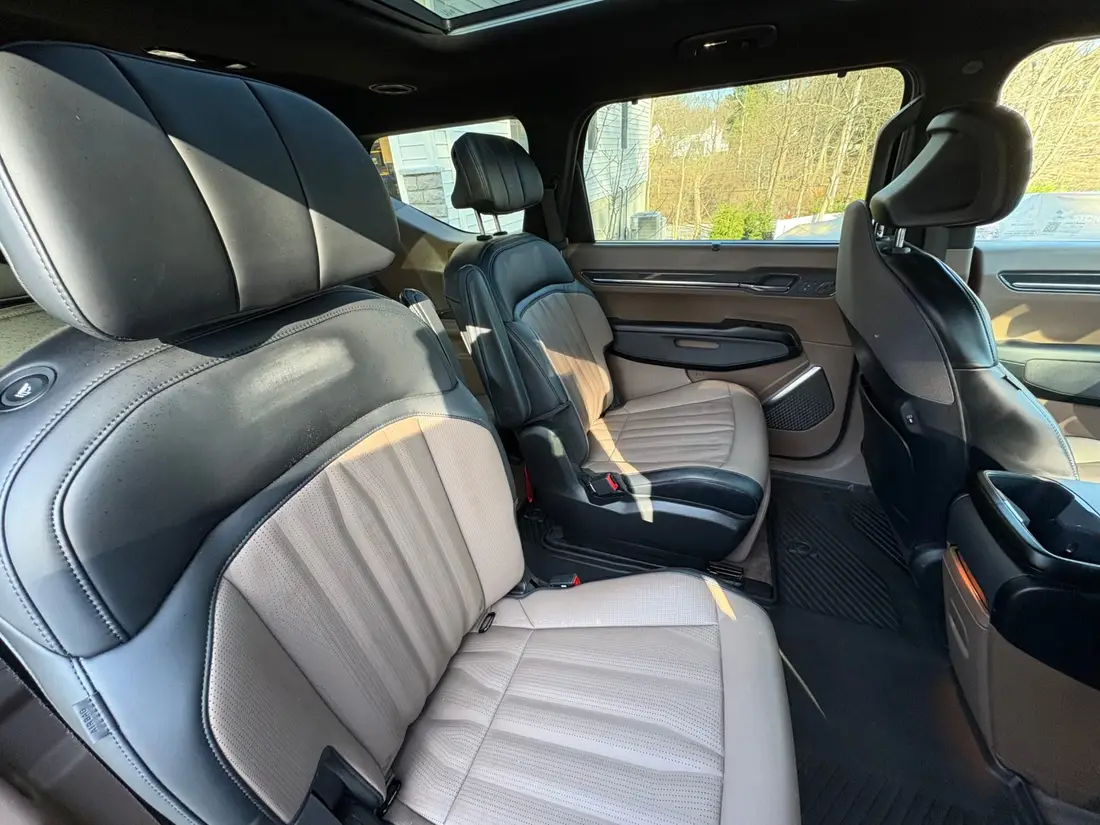 Two-tone leather seats cleaned and conditioned